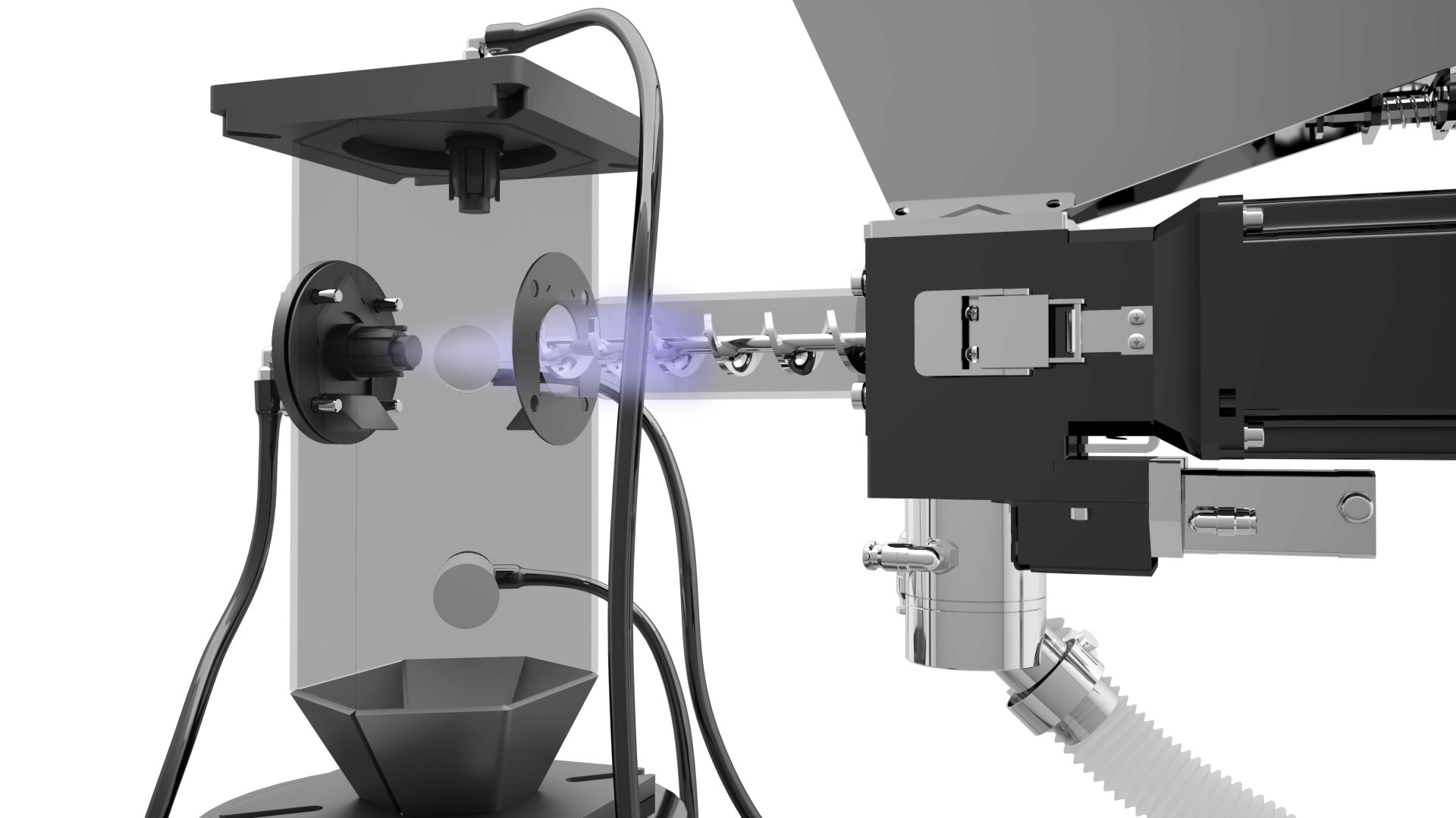 Air blow into the feeding screw