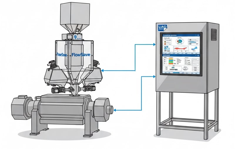 A single screen for both the feeding system and the extruder